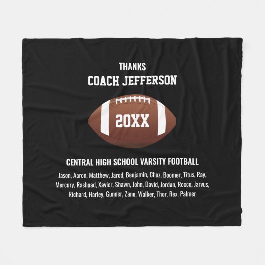 Gepersonaliseerde dank u Football Coach Custom Fleece Deken (Voorkant (Horizontaal))