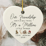 Gepersonaliseerde Dank u Gift Beste Vriend Kerstmi Keramisch Ornament<br><div class="desc">Show uw waardering voor een dierbare vriend met de gepersonaliseerde dank u geschenk beste vriend Keramisch Ornament. Gevormd als een hart en gepersonaliseerd met een speciale boodschap, is dit ornament een perfecte manier om je langdurige vriendschap tijdens de feestdagen te eren. Het elegante ontwerp maakt het een ideale aandenken voor...</div>