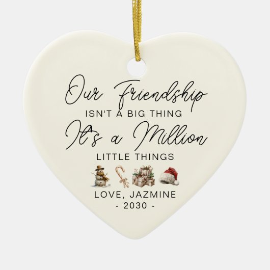 Gepersonaliseerde Dank u Gift Beste Vriend Kerstmi Keramisch Ornament (Voorkant)