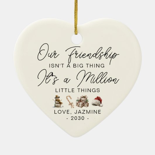 Gepersonaliseerde Dank u Gift Beste Vriend Kerstmi Keramisch Ornament (Achterkant)