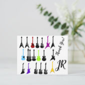 Gepersonaliseerde Dank u Gitaarprint Briefkaart (Staand voorkant)