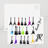 Gepersonaliseerde Dank u Gitaarprint Briefkaart (Voorkant / Achterkant)