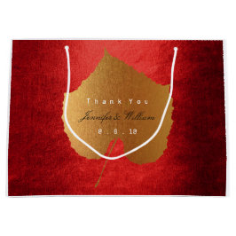 Gepersonaliseerde dank u Herfst Gold Leave Red Large Cadeautasje