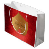Gepersonaliseerde dank u Herfst Gold Leave Red Large Cadeautasje (Achterkant Gekanteld)