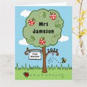 Gepersonaliseerde Dank u Leraar Celebration Tree Kaart (Gele Bloem)