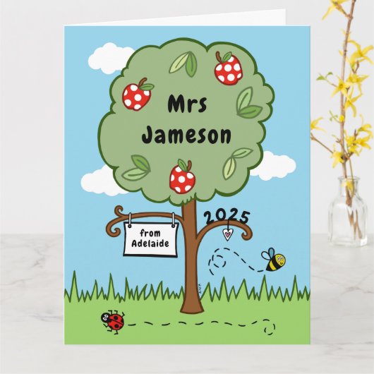 Gepersonaliseerde Dank u Leraar Celebration Tree Kaart (Gele Bloem)