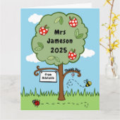 Gepersonaliseerde Dank u Leraar Celebration Tree Kaart (Gele Bloem)