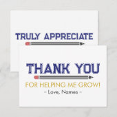 Gepersonaliseerde dank u Leraar Waardering Custom Bedankkaart (Voorkant / Achterkant)