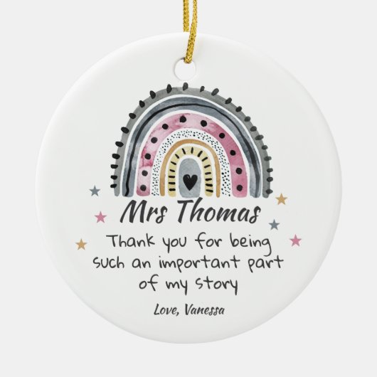 Gepersonaliseerde dank u leraar waardering geschen keramisch ornament (Voorkant)