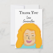 Gepersonaliseerde dank u Meisje's rode portretnaam Bedankkaart (Voorkant)