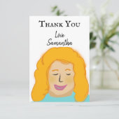 Gepersonaliseerde dank u Meisje's rode portretnaam Bedankkaart (Staand voorkant)