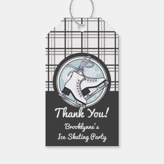 Gepersonaliseerde Dank u Moderne Tartan Schaatsen Cadeaulabel (Voorkant)
