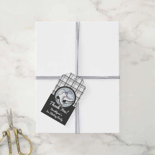 Gepersonaliseerde Dank u Moderne Tartan Schaatsen Cadeaulabel (Met Touw)