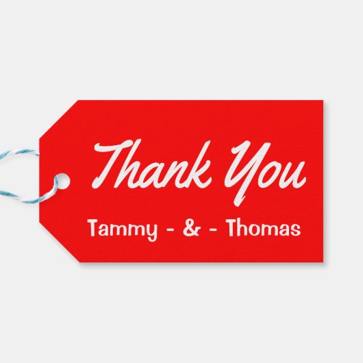Gepersonaliseerde dank u rood en wit cadeau Labels Cadeaulabel (Achterkant Horizontaal)