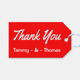 Gepersonaliseerde dank u rood en wit cadeau Labels Cadeaulabel