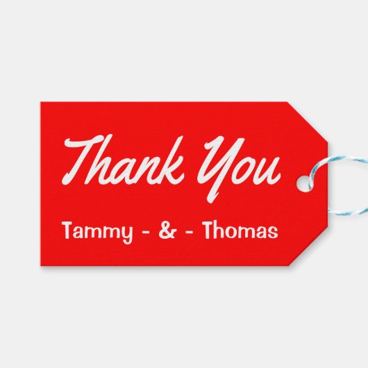 Gepersonaliseerde dank u rood en wit cadeau Labels Cadeaulabel (Voorkant (Horizontaal))