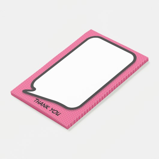 Gepersonaliseerde dank u Roze Fun Speech Bubble Post-it® Notes (Schuin)