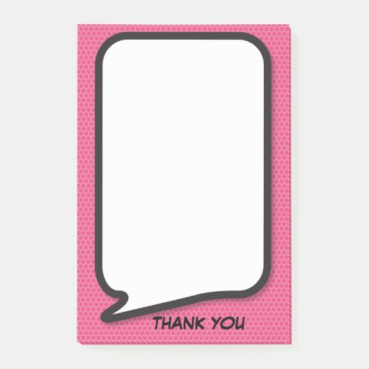 Gepersonaliseerde dank u Roze Fun Speech Bubble Post-it® Notes (Voorkant)