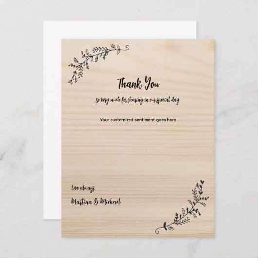 Gepersonaliseerde dank u van het paar rustieke Kaa Bedankkaart (Voorkant / Achterkant)