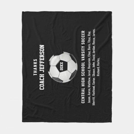 Gepersonaliseerde dank u Voetbal coach Gift Custom Fleece Deken (Voorkant)