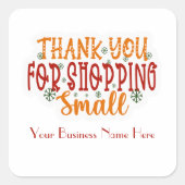 Gepersonaliseerde dank u voor het winkelen vakanti vierkante sticker (Voorkant)