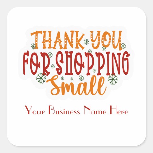 Gepersonaliseerde dank u voor het winkelen vakanti vierkante sticker (Voorkant)