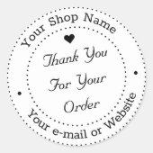 Gepersonaliseerde dank u voor uw bestelbedrijf ronde sticker (Voorkant)
