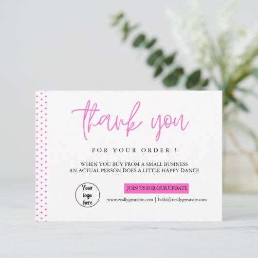 Gepersonaliseerde dank u voor uw Visitekaartjes Bedankkaart (Staand voorkant)