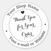 Gepersonaliseerde dank u voor uw zakelijke bestell ronde sticker (Voorkant)