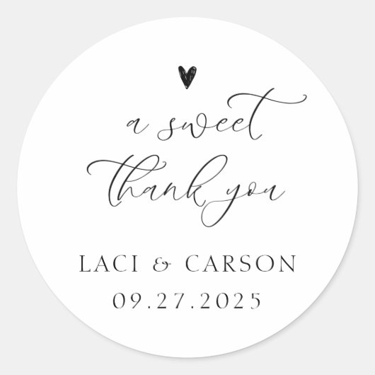 Gepersonaliseerde "Dank u" Wedding Favoriete Stick Ronde Sticker (Voorkant)
