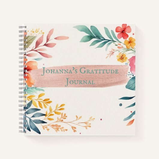 Gepersonaliseerde Dankbaarheid Tijdschrift bloemen Notitieboek (Voorkant)