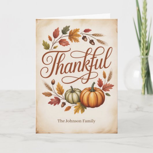 Gepersonaliseerde Dankbare Herfst Kaart (Voorkant)