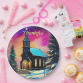 Gepersonaliseerde Dankbare Land Kerstkerk. Papieren Bordje (Feest)