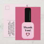 Gepersonaliseerde dankjewel moderne roze nagellak briefkaart (Voorkant / Achterkant)