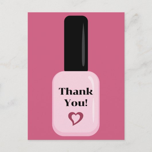 Gepersonaliseerde dankjewel moderne roze nagellak briefkaart (Voorkant)
