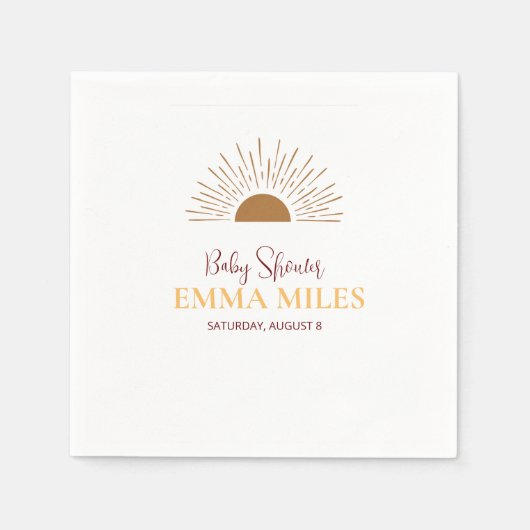 Gepersonaliseerde dankU Baby shower retro zon serv Servet (Voorkant)