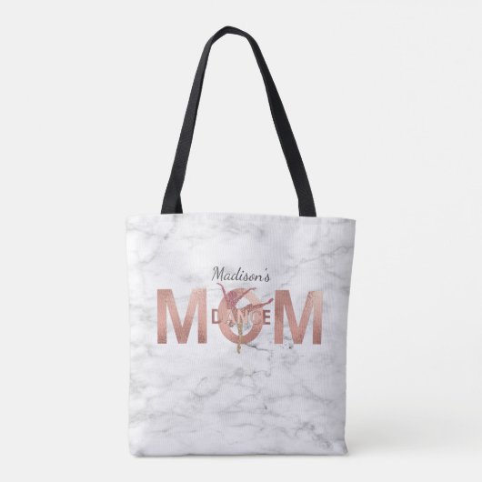 Gepersonaliseerde Dans Mama Roos Goud Glitter Marm Tote Bag (Achterkant)
