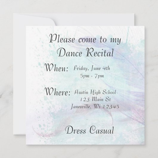 Gepersonaliseerde dans Overweging Uitnodigingen (Achterkant)