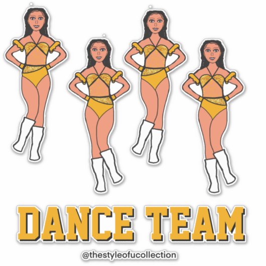 Gepersonaliseerde dans Team Zonnebloem Stenen #2 Sticker (Voorkant)