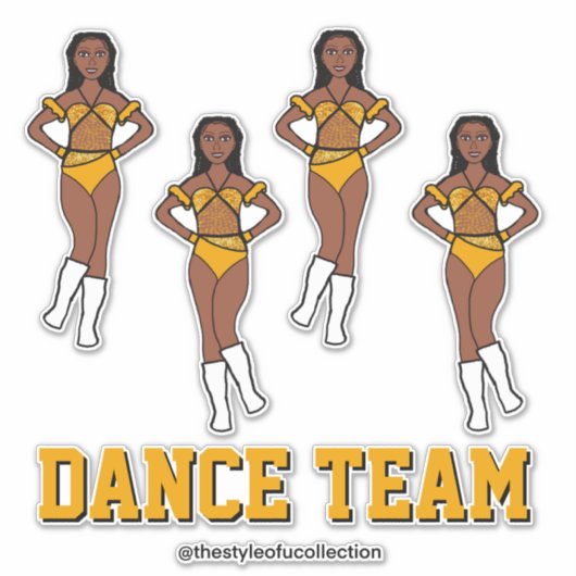 Gepersonaliseerde dans Team Zonnebloem Stenen Sticker (Voorkant)