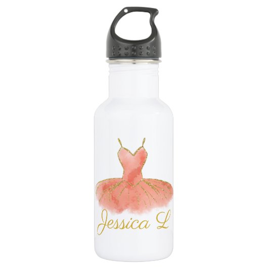 Gepersonaliseerde Dans Waterfles met Glitter Tutu (Voorkant)
