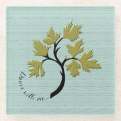 Gepersonaliseerde dansboom Olijfgroen Glazen Onderzetter (Voorkant)