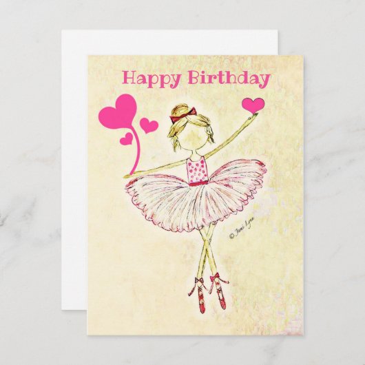 Gepersonaliseerde danser Birthday Kaart ballerina (Voorkant / Achterkant)