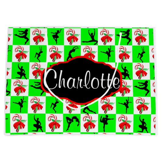 GEPERSONALISEERDE DANSER CANDY CANE VAKANTIE CADEA LARGE CADEAUTASJE (Voorkant)