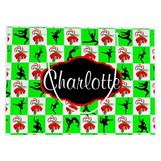 GEPERSONALISEERDE DANSER CANDY CANE VAKANTIE CADEA LARGE CADEAUTASJE (Achterkant)