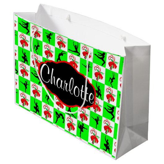 GEPERSONALISEERDE DANSER CANDY CANE VAKANTIE CADEA LARGE CADEAUTASJE (Achterkant Gekanteld)