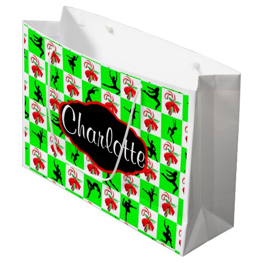 GEPERSONALISEERDE DANSER CANDY CANE VAKANTIE CADEA LARGE CADEAUTASJE (Voorkant Gekanteld)