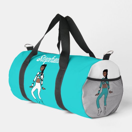 Gepersonaliseerde danser plunjezak aqua wit #1 (Rechterhoek)