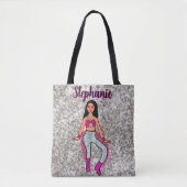 Gepersonaliseerde danser Tas Roze Zilveren Fringe (Voorkant)