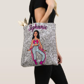 Gepersonaliseerde danser Tas Roze Zilveren Fringe (Dichtbij)